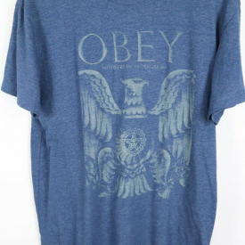 OBEY Mens Sz XL Blue Short Sleeve Crewneck T-Shirt USA Made