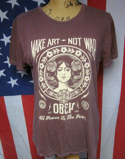 OBEY POSSE small T shirt Make Art Not War skateboard tee Power to the People