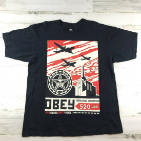 OBEY  Propaganda Industries Patriotic Black T shirt Size XL EUC
