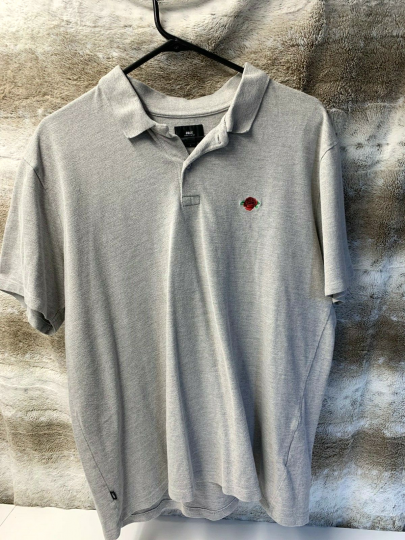 OBEY Short Sleeve Polo Shirt - Gray with Rose - Men’s Large