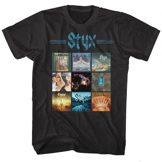 OFFICIAL Styx Album Covers Men's T-Shirt Rock Band Tour Merch Music Black