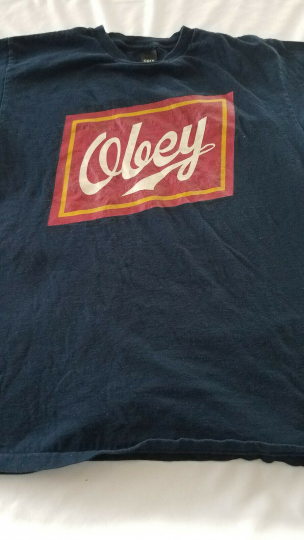 Obey Box Logo Tshirt black Size Medium M cotton