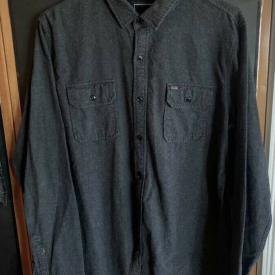 Obey Clothing Flannel Button Up Shirt Long Sleeve Sweatshirt Size Xl Navy