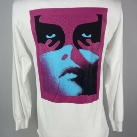 Obey Face Graphic Long Sleeve White Shirt Mens Size Medium