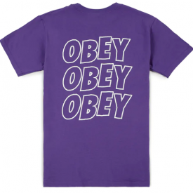 Obey Jumble Lo-Fi Shirt Men’s MEDIUM Purple Crew Neck Logo Tee Tshirt New w/ Tag