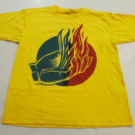 Obey Men’s Flames Short Sleeve Crew Neck Graphic T-Shirt DB8 Yellow Medium NWT
