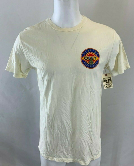 Obey Men's Short Sleeve Crew T-Shirt, Sizes  Beige,Blue Tag Price $39.99  NWT