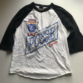 Obey Posse Black White Raglan Graphic Baseball T-Shirt Men’s Sz S A619