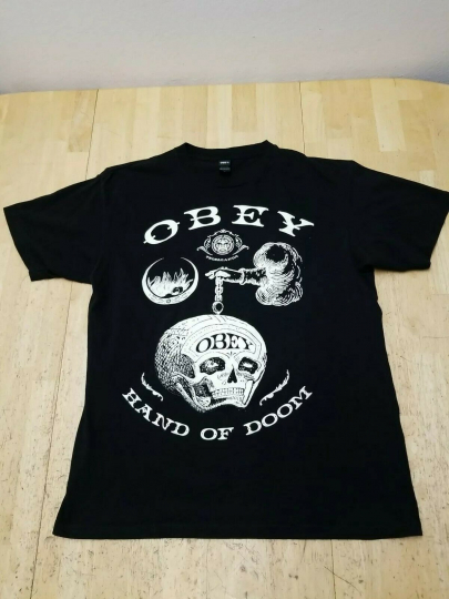 Obey Propaganda Men’s T-shirt Adult Large Black Hand of Doom