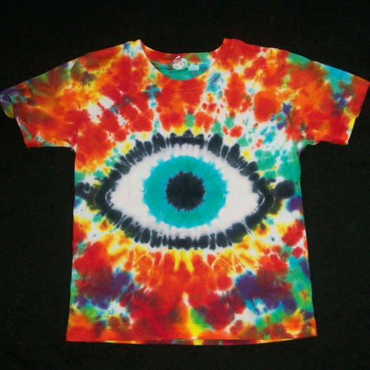 Organic Tie Dye Child T-Shirt 4T Toddler Eye Eyeball Rainbow Tye Dyed Fair Trade
