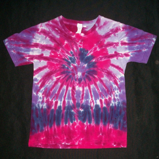 Organic Tie Dye Child T-Shirt 6 Purple & Fuchsia Hippie Hand Tye Dyed Fair Trade