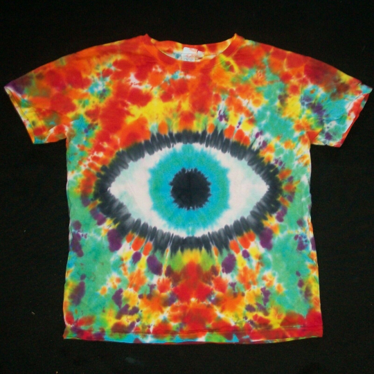 Organic Tie Dye Child T-Shirt 8 Eye Eyeball Hippie Handmade Tye Dyed Fair Trade