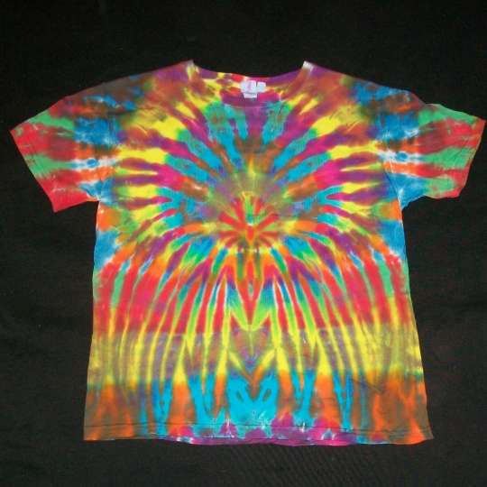 Organic Tie Dye Child T-Shirt Medium 10 Wild Rainbow Hippie Hand Tye Dyed