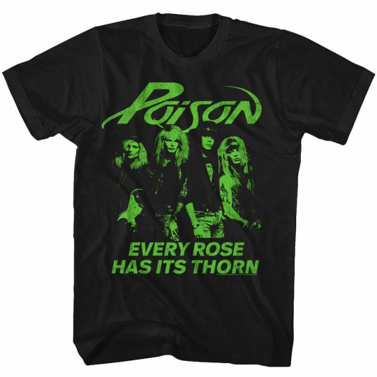 POISON Retro Metal Every Rose Rock Band Shirt new Official Mens Black Cotton