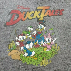*Paper Thin* Faded Grey Disney Classic Duck Tales Graphic T-Shirt (Unisex) M