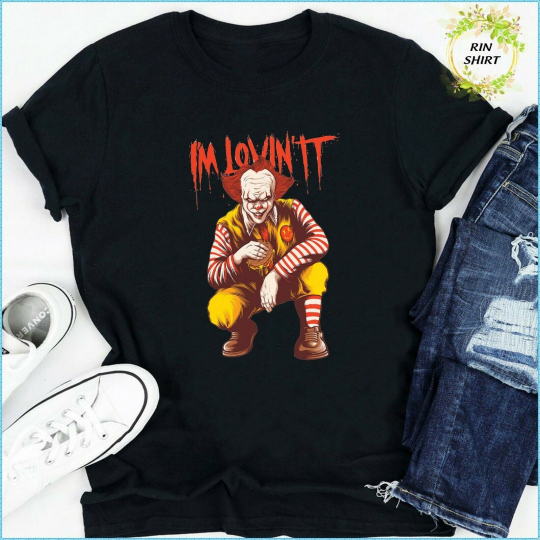 Pennywise Halloween Movie T Shirt - IM LOVIN IT Mcdonalds Mashup Unisex T-shirts