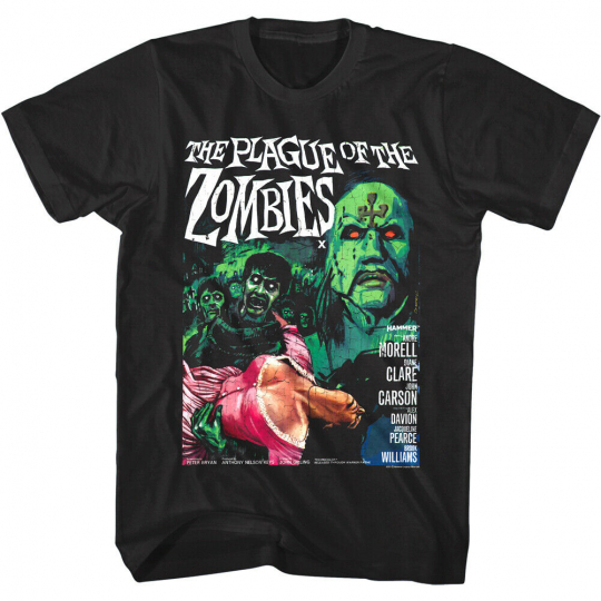Plague Of The Zombies Movie Poster Men's T Shirt 60s Hammer Horror Film Black