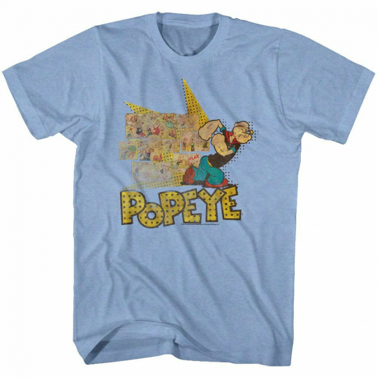 Popeye Fightin' Light Blue Heather Adult T-Shirt