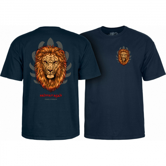 Powell Peralta Skateboard Shirt Salman Agah Lion Navy