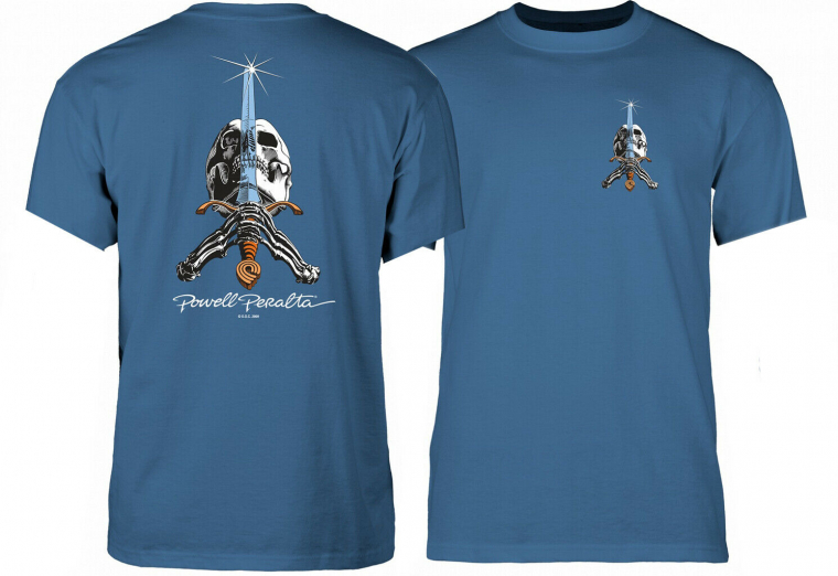 Powell Peralta Skateboard Shirt Skull and Sword Slate Blue