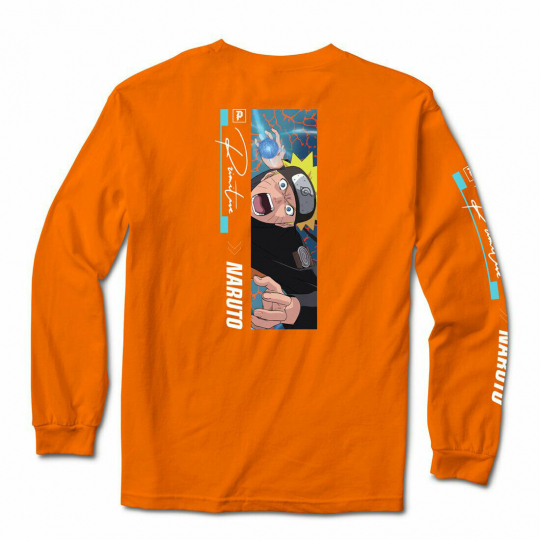 Primitive Skate x Naruto Men's Combat Long Sleeve T Shirt Orange Clothing App...