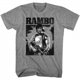 Rambo Movie Poster Men’s T-Shirt Sylvester Stallone Soldier First Blood Vintage