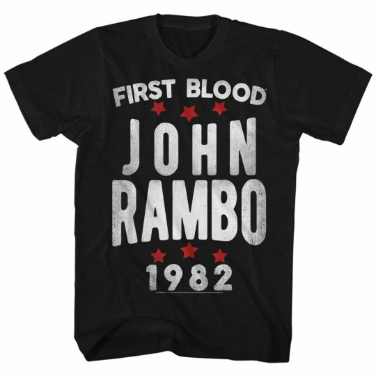 Rambo Stars Black Adult T-Shirt