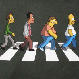 Ript Apparel Moes on Abbey Road T Shirt Beatles Simpsons Mashup Mens MED LG 3XL