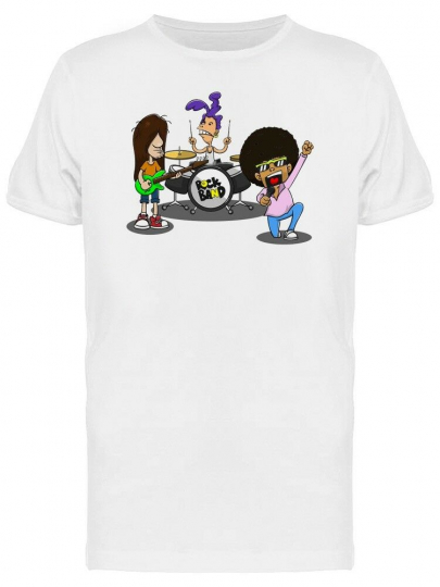 Rock Band Performing Cartoon Men's Tee -Image by Shutterstock
