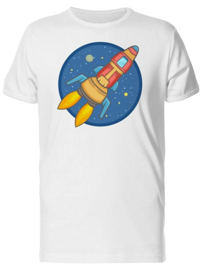 Rocket At Space Cartoon Men's Tee -Image by Shutterstock