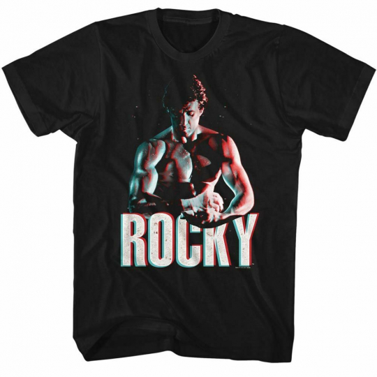 Rocky 3D Muscles Black T-Shirt