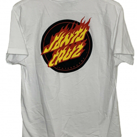 Santa Cruz Black Size S Small Fire Flaming Dot Tee T-Shirt Skateboard Skater Tee