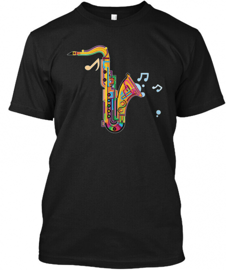 Saxaphone Musical Instrument Hanes Tagless Tee T-Shirt