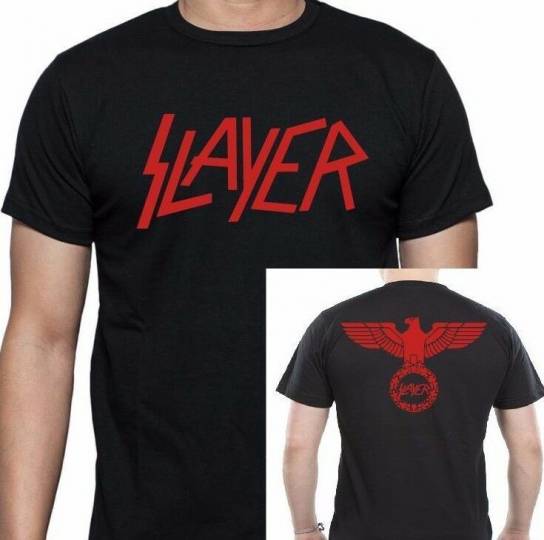 Slayer Eagle Red Logo Thrash Metal Music 2 Sided T Shirt