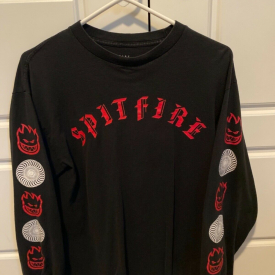 Spitfire Long Sleeve Black and Red T Shirt Skateboard Size Medium