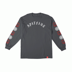 Spitfire Skateboard Wheels Longsleeve Shirt Old E Combo Sleeve Charcoal