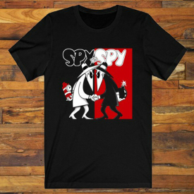 Spy vs Spy Cartoon Mad Magazine Logo Men’s Black T-Shirt S-3XL