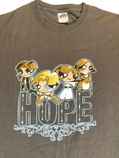 Star Wars New Hope Mashup Powerpuff Girls Grey T-shirt Sz. L