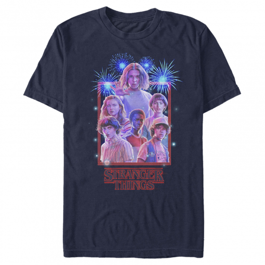 Stranger Things Fourth of July Character Frame Mens Graphic T Shirt