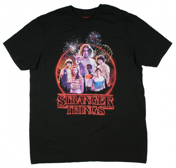 Stranger Things Men's Fireworks Poster Design Graphic T-Shirt