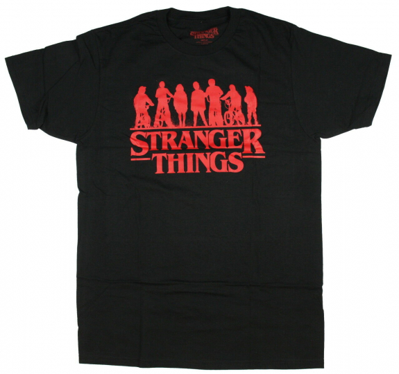 Stranger Things Men's Official Series Logo Group Silhouette T-Shirt