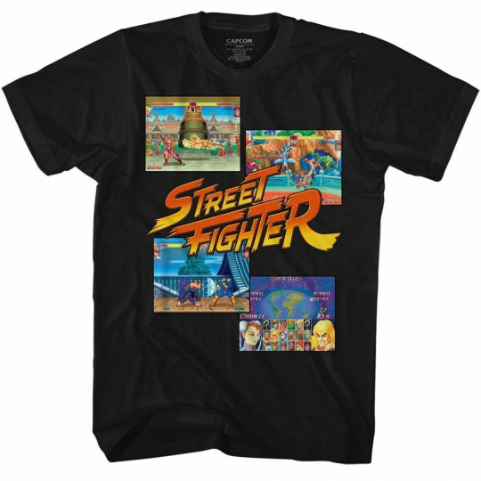 Street Fighter Multihit2 Black Adult T-Shirt