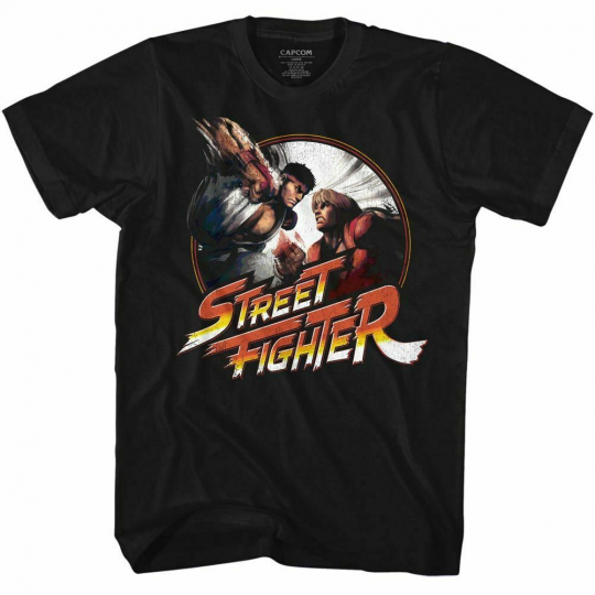 Street Fighter Punchy Black Adult T-Shirt
