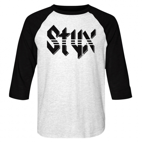 Styx Men's Vintage Logo Raglan Shirt Long Sleeve Rock Band Album Concert Merch