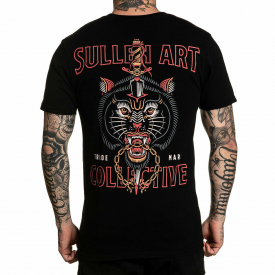 Sullen Men’s Wolf Dagger Premium Short Sleeve T Shirt Black Skull Tattooed Do…