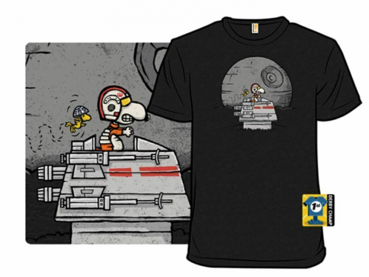 T-Shirt- NEW MENS Episode Four Flying Ace SNOOPY PEANUTS STAR WARS DISNEY MASHUP