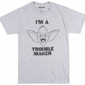 THE GREMLINS TROUBLEMAKER T-SHIRT MENS RETRO MOVIE LICENSED TEE HEATHER GREY NWT