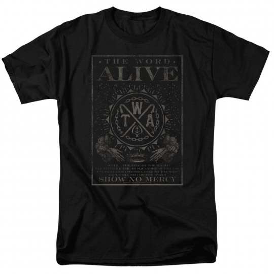 THE WORD ALIVE SHOW NO MERCY Licensed Adult Men's Graphic Band Tee Shirt SM-6XL