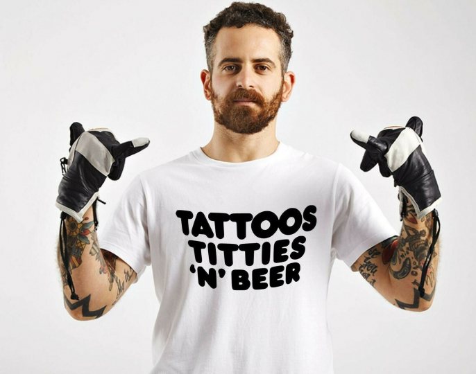 Tattoos Titties N Beer Mens Adult Shirt Drinking Cotton Top Party Gift S M L XL
