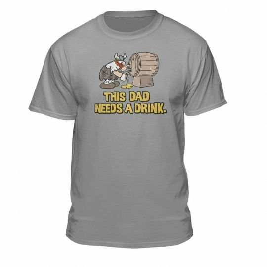 Teelocity Hagar The Horrible This Dad Needs A Drink Licensed T-Shirt Silver